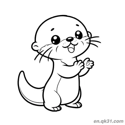 Free printable Chibi Happy Otter with Hands Clasped Coloring Page coloring page