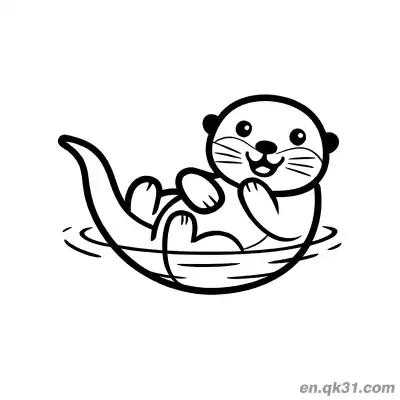 Free printable Chibi Otter Floating on Back in Water Coloring Page coloring page