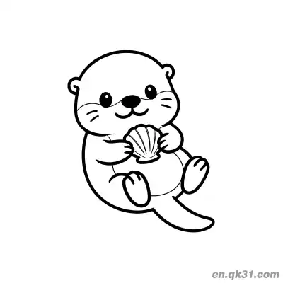 Free printable Chibi Otter Lying Down Holding Seashell Coloring Page coloring page