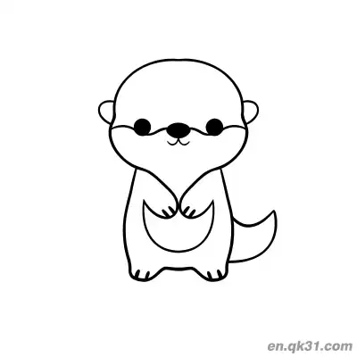 Free printable Minimalist Chibi Otter with Hands on Chest Coloring Page coloring page