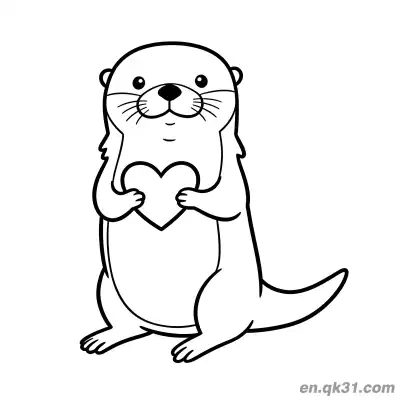 Free printable Otter Holding Heart with Both Hands Coloring Page coloring page