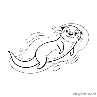 Free printable Otter Swimming in Water with Waves Coloring Page coloring page