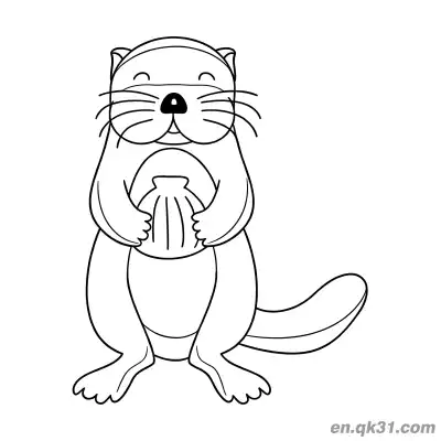 Free printable Otter with Headband Holding Bag Coloring Page coloring page