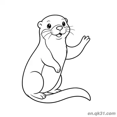 Free printable Realistic Otter Sitting and Waving Coloring Page coloring page