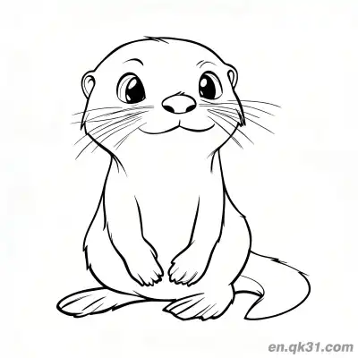Free printable Realistic Sitting Otter with Big Eyes Coloring Page coloring page