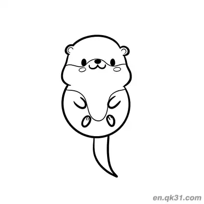 Free printable Round Minimalist Chibi Otter Coloring Page coloring page