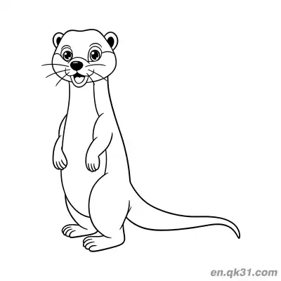 Free printable Standing Smiling Realistic Otter Coloring Page coloring page