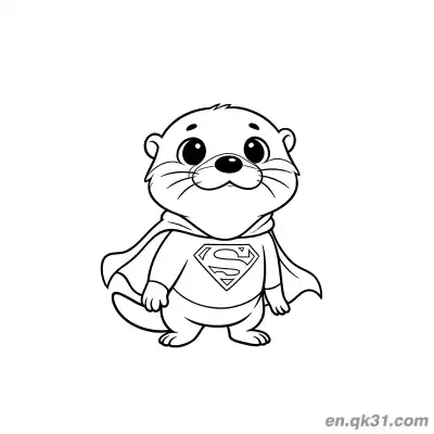Free printable Superhero Otter with Cape and S Logo Coloring Page coloring page