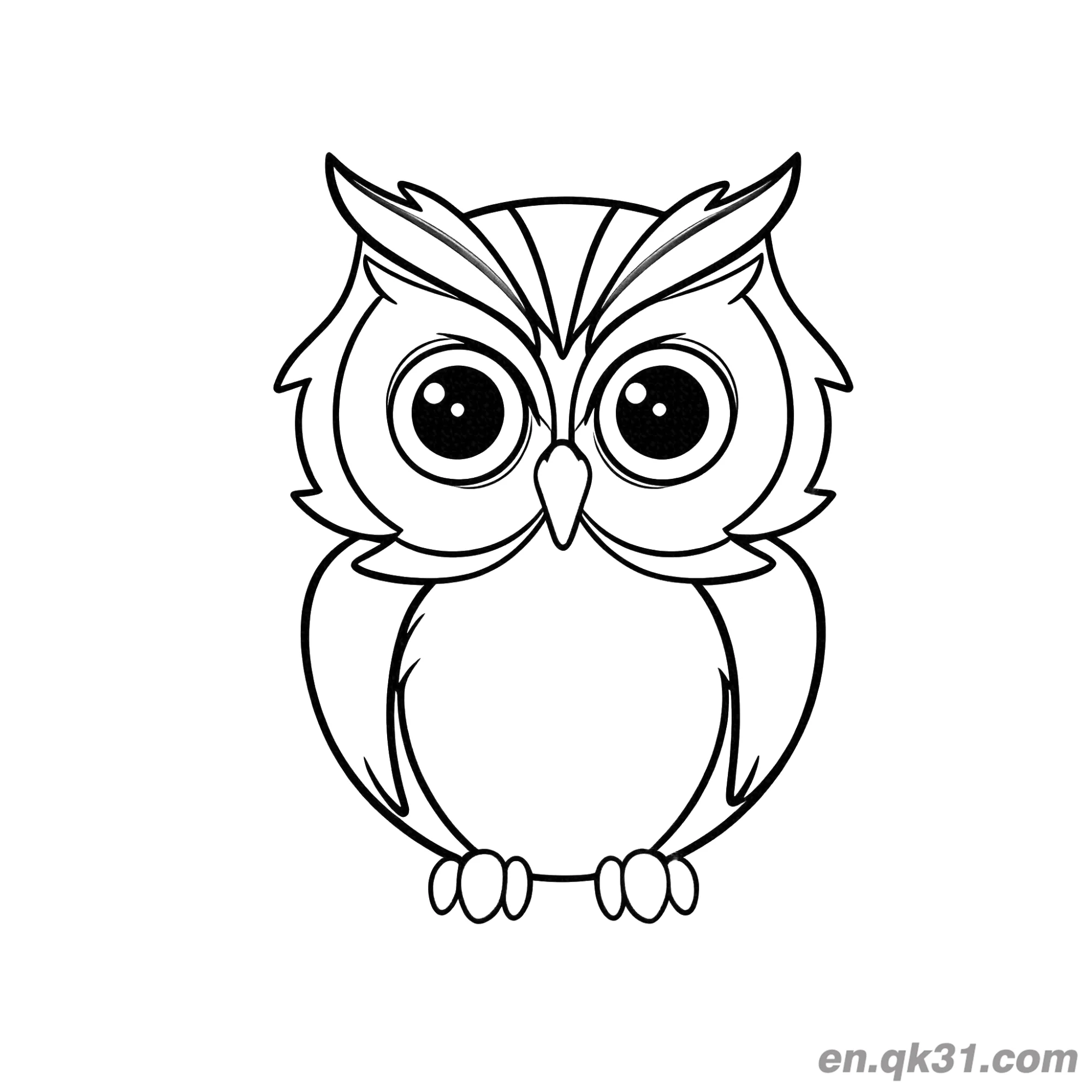 Adorable Round Eyes Owl Coloring Page – Free Printable Coloring Page for Kids and Adults