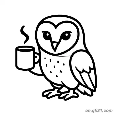 Free printable Barn Owl Holding Coffee Mug Coloring Page coloring page