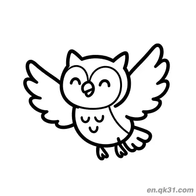 Free printable Cute Flying Owl with Closed Eyes Coloring Page coloring page