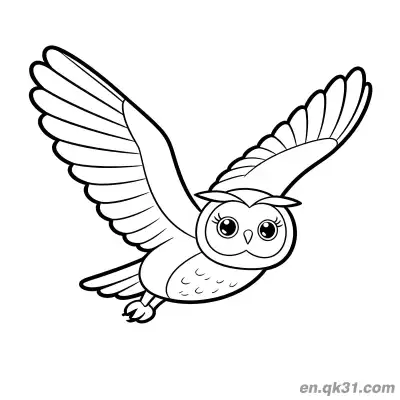 Free printable Flying Big Eyes Owl Coloring Page coloring page