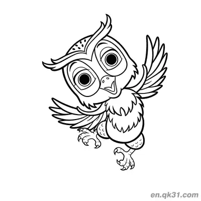 Free printable Flying Cute Owl with Open Wings Coloring Page coloring page