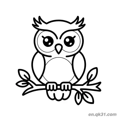 Free printable Lovely Owl on Leafy Branch Coloring Page coloring page