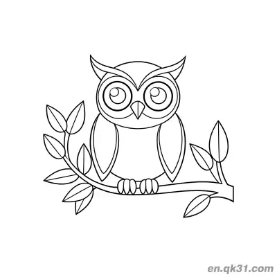 Free printable Owl Perched on Leafy Branch Coloring Page coloring page