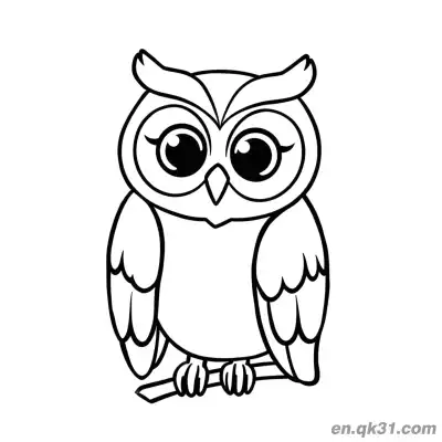 Free printable Owl with Eyelashes on Branch Coloring Page coloring page