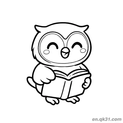 Free printable Reading Smiling Owl Coloring Page coloring page