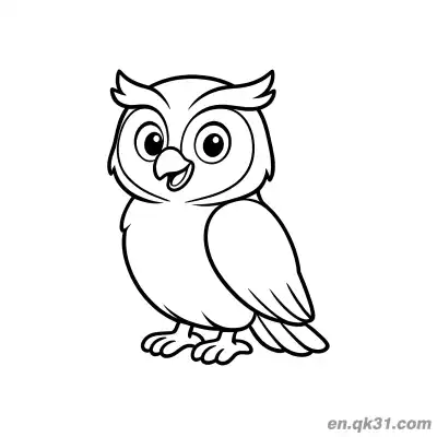 Free printable Smiling Joyful Standing Owl Coloring Page coloring page
