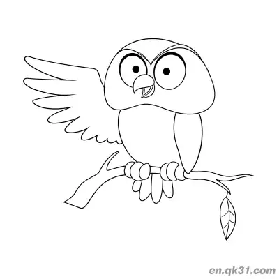 Free printable Surprised Waving Owl on Twig Coloring Page coloring page