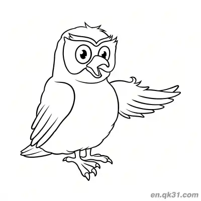 Free printable Waving Cartoon Owl Coloring Page coloring page