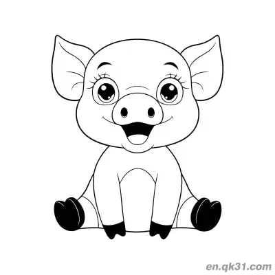 Free printable Cartoon Grinning Sitting Piglet Coloring Page coloring page