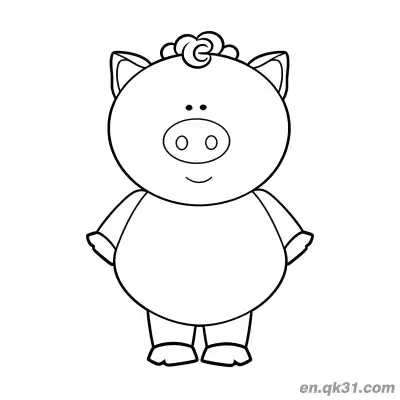 Free printable Cartoon Pig with Hands on Hips Standing Coloring Page coloring page