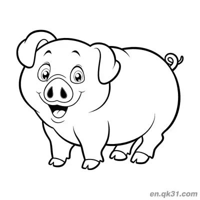 Free printable Cartoon Laughing Chubby Pig Coloring Page coloring page