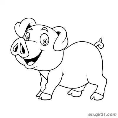 Free printable Cartoon Laughing Pig Coloring Page coloring page