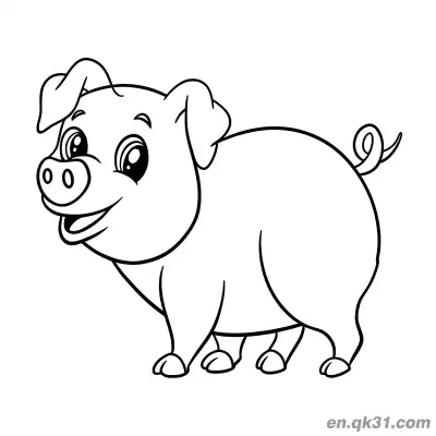 Free printable Cartoon Laughing Standing Pig Coloring Page coloring page