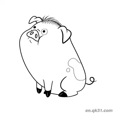 Free printable Cartoon Looking Up Chonky Pig Coloring Page coloring page