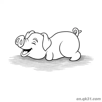 Free printable Cartoon Lying Down Laughing Pig Coloring Page coloring page