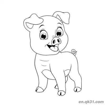 Free printable Cartoon Playful Standing Piglet Coloring Page coloring page