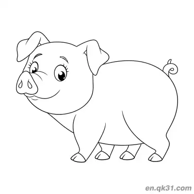 Free printable Cartoon Side View Standing Smiling Sow Coloring Page coloring page