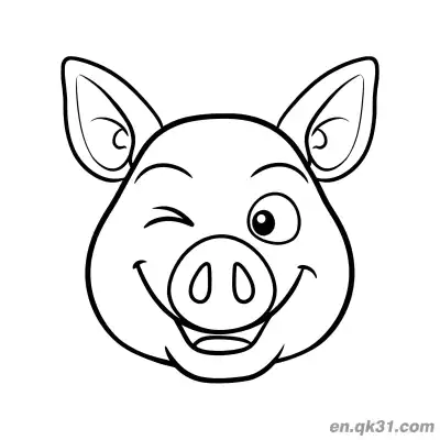 Free printable Cartoon Winking Pig Head Coloring Page coloring page