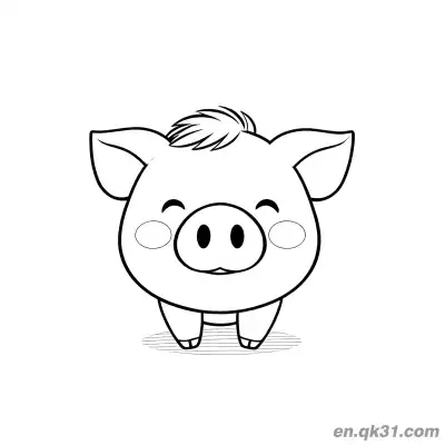Free printable Chibi Smiling Standing Pig Coloring Page coloring page