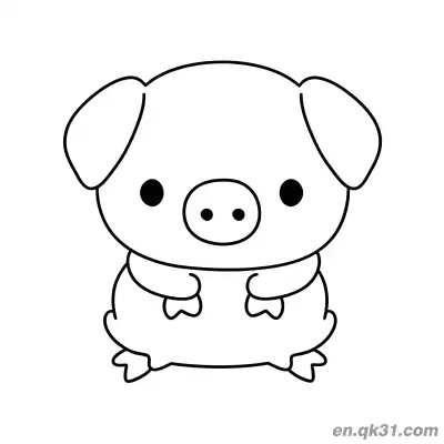 Free printable Chibi Well Behaved Sitting Pig Coloring Page coloring page
