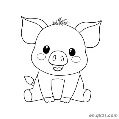 Free printable Cute Grinning Sitting Piglet Coloring Page coloring page