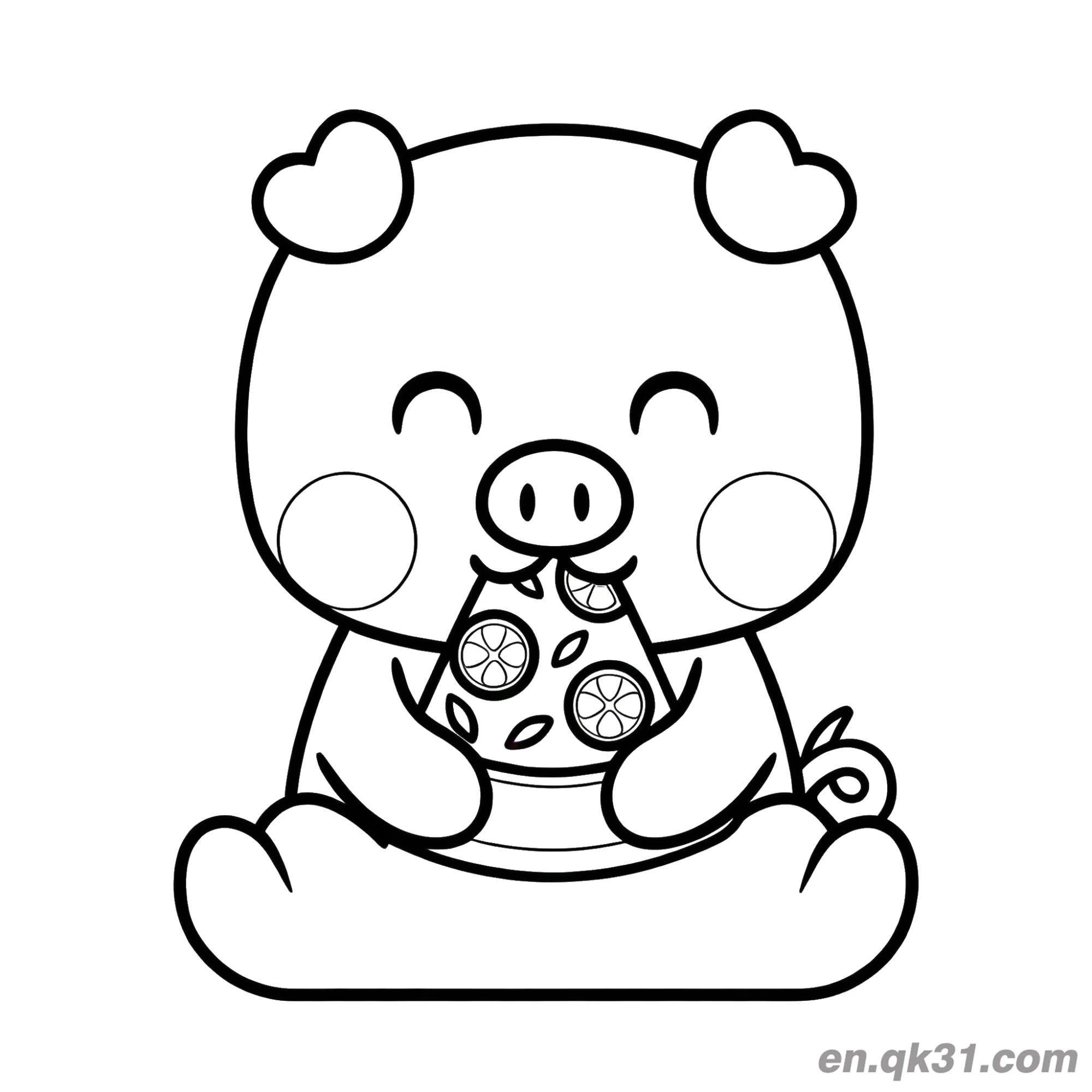 Cute Pig Eating Pizza Coloring Page – Free Printable Coloring Page for Kids and Adults