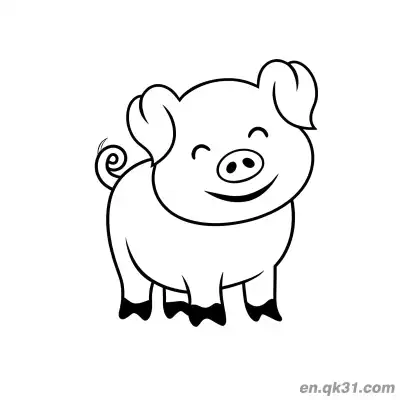 Free printable Cute Smiling Standing Pig Coloring Page coloring page