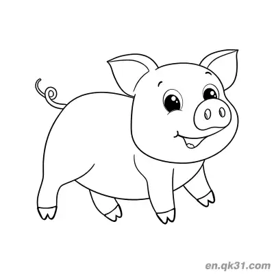 Free printable Cute Walking Smiling Pig Coloring Page coloring page