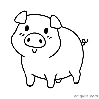 Free printable Cute Waving Smiling Pig Coloring Page coloring page