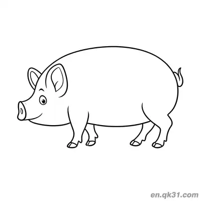 Free printable Realistic Side View Walking Pig Coloring Page coloring page