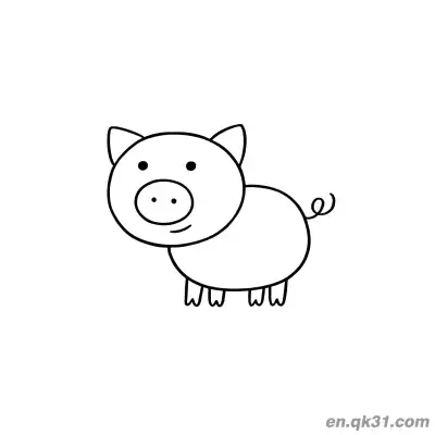 Free printable Stick Figure Style Pig Coloring Page coloring page