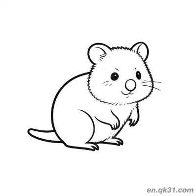 Free printable Bearded Right Side Quokka Coloring Page coloring page