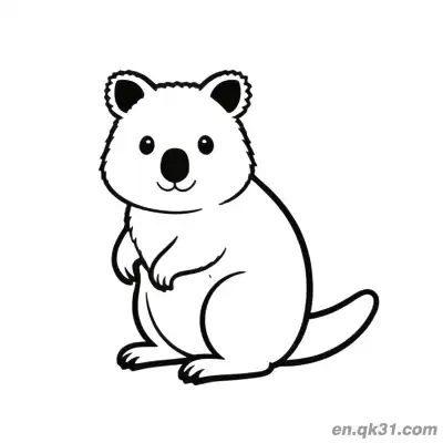 Free printable Black Eared Front View Sitting Quokka Coloring Page coloring page