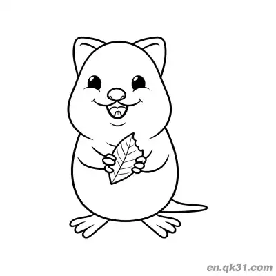 Free printable Cute Quokka Holding Leaf Coloring Page coloring page