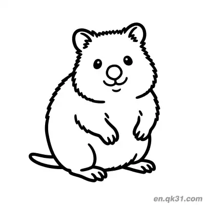Free printable Cute Round Sitting Quokka Coloring Page coloring page