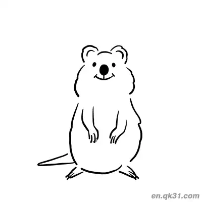 Free printable Hand Drawn Style Standing Quokka Coloring Page coloring page