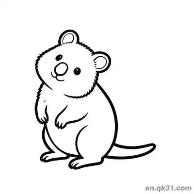 Free printable Looking Up Smiling Quokka Coloring Page coloring page