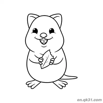 Free printable Quokka Holding Leaf Coloring Page coloring page